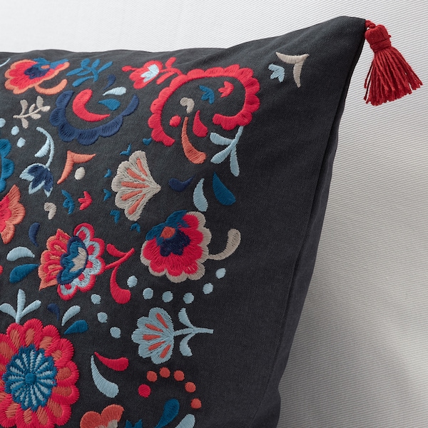 IKEA SKOGSKORN cushion, dark gray/multicolor, 16x26 in, Ikea Ireland | 6078UXFCL