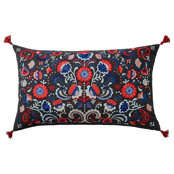 IKEA SKOGSKORN cushion, dark gray/multicolor, 16x26 in, Ikea Ireland | 6078UXFCL