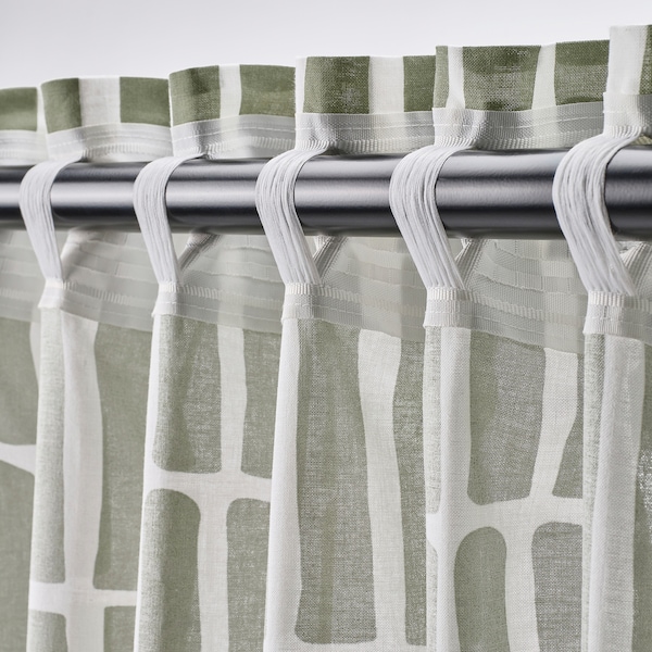 IKEA SKOGSSTJÄRNA curtains, 1 pair, gray-green/white, 57x98 in, Ikea Ireland | 5614MRHBO