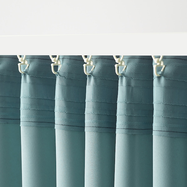 IKEA SKOGSSVINGEL room darkening curtains, 1 pair, dark blue/green, 50x98 in, Ikea Ireland | 9650XURMZ