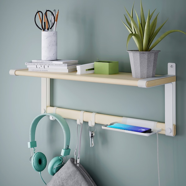 IKEA SKOMAKARE wall shelf, white/aspen, 25 5/8x10 1/4 in, Ikea Ireland | 6984SDEJG