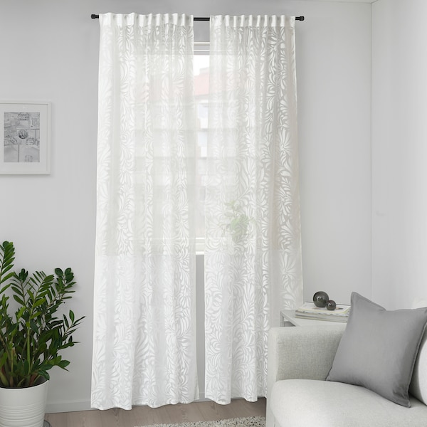 IKEA SKÄREFLY sheer curtains, 1 pair, 57x98 in White, Ikea Ireland | 5392LMASD
