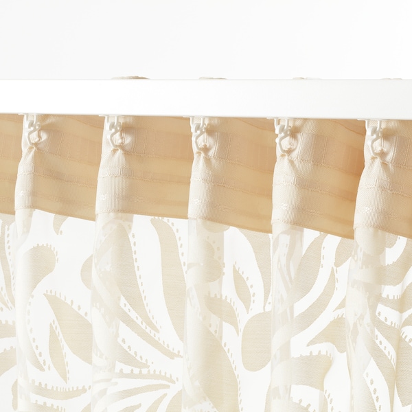 IKEA SKÄREFLY sheer curtains, 1 pair, 57x98 in Beige, Ikea Ireland | 6209THJQR