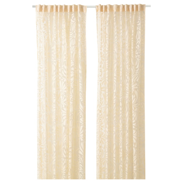 IKEA SKÄREFLY sheer curtains, 1 pair, 57x98 in Beige, Ikea Ireland | 6209THJQR