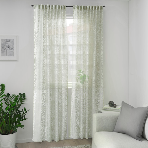 IKEA SKÄREFLY sheer curtains, 1 pair, 57x98 in Green, Ikea Ireland | 3451HEKDX