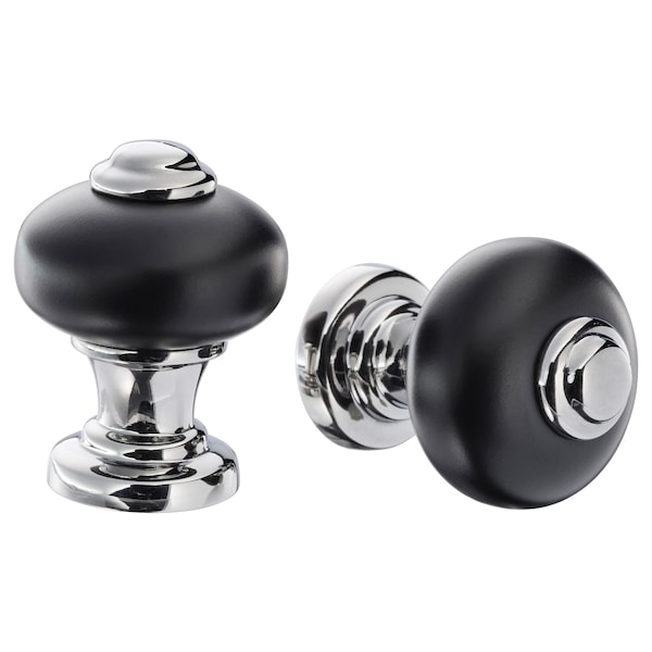 IKEA SKÄRHAMN knob, black/chrome plated, 7/8 in, 2 pack, Ikea Ireland | 2104HTKQX