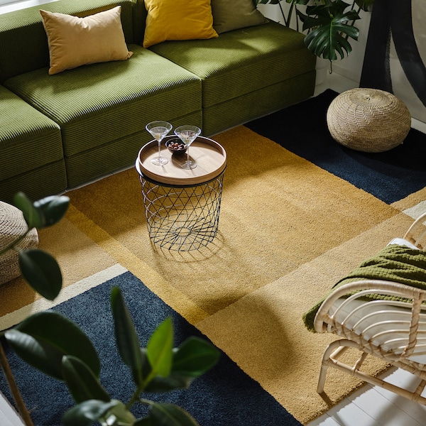 IKEA SKRIFTSPRÅK rug, low pile, 5'7 inx7'10 in Yellow / Brown / Dark Blue, Ikea Ireland | 2896MVNJI