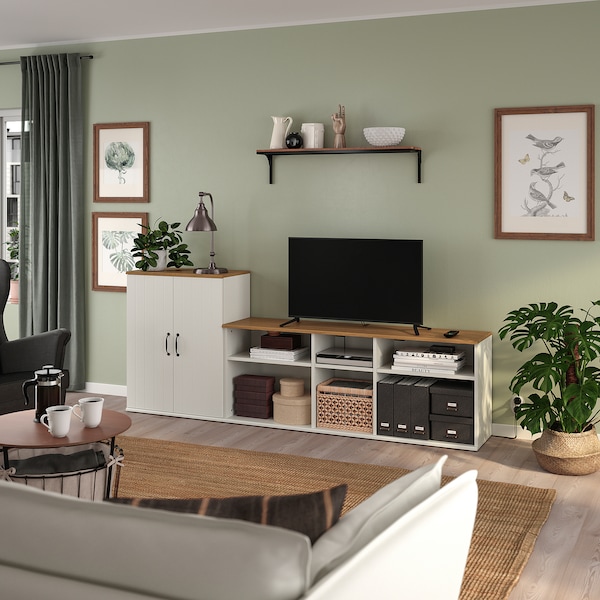 IKEA SKRUVBY TV storage combination, 89x15x35 3/8 in White, Ikea Ireland | 0546OURLB