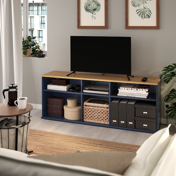 IKEA SKRUVBY TV unit, 61 3/8x14 3/4x23 5/8 in Black / Blue, Ikea Ireland | 8347FGAXV