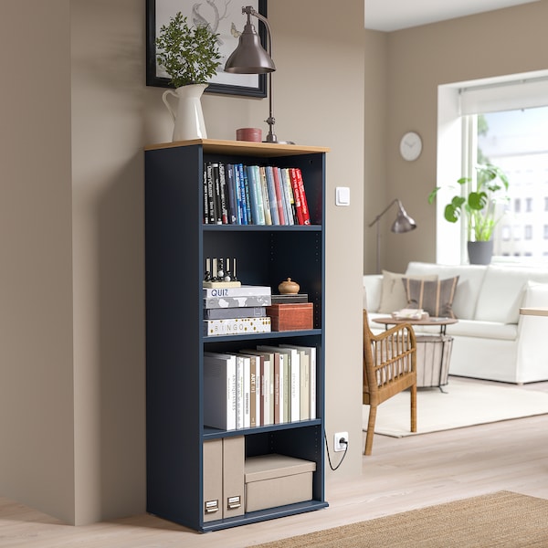 IKEA SKRUVBY bookcase, 23 5/8x55 1/8 in Black / Blue, Ikea Ireland | 5814VMIUD