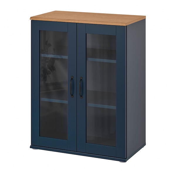 IKEA SKRUVBY cabinet with glass doors, 27 1/2x35 3/8 in Black / Blue, Ikea Ireland | 4739DLWTG