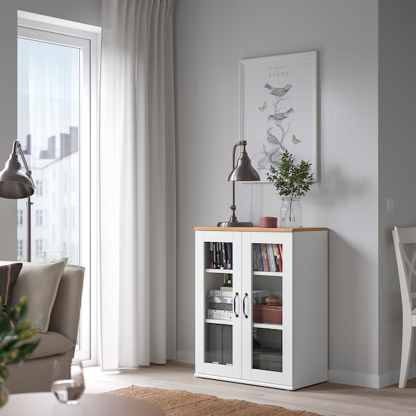 IKEA SKRUVBY cabinet with glass doors, 27 1/2x35 3/8 in White, Ikea Ireland | 3546VCAHK