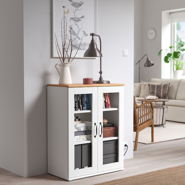 IKEA SKRUVBY cabinet with glass doors, 27 1/2x35 3/8 in White, Ikea Ireland | 3546VCAHK