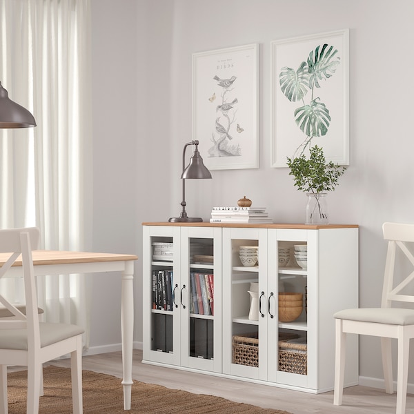 IKEA SKRUVBY cabinet with glass doors, 27 1/2x35 3/8 in White, Ikea Ireland | 3546VCAHK
