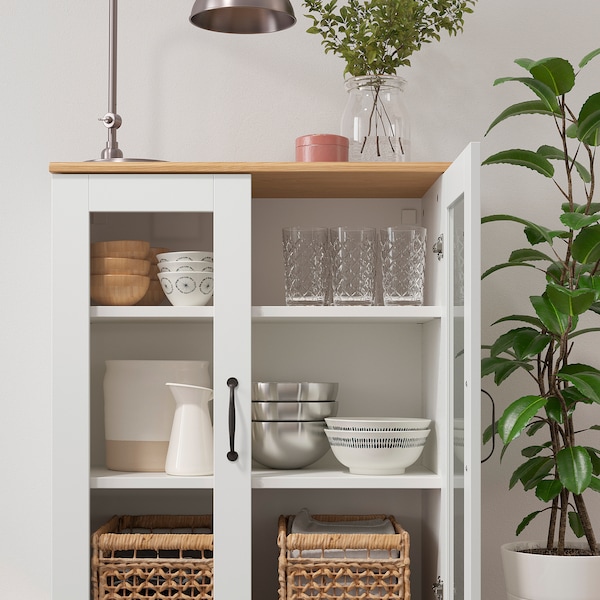 IKEA SKRUVBY cabinet with glass doors, 27 1/2x35 3/8 in White, Ikea Ireland | 3546VCAHK