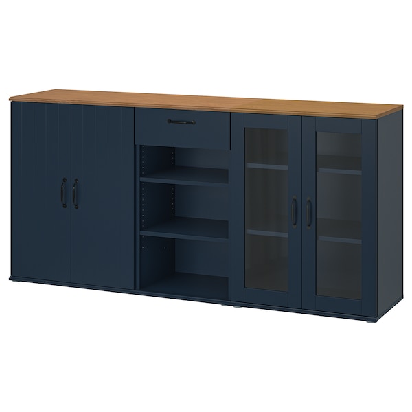 IKEA SKRUVBY storage combination w/glass doors, 74 3/4x35 3/8 in Black / Blue, Ikea Ireland | 6972PRBHS