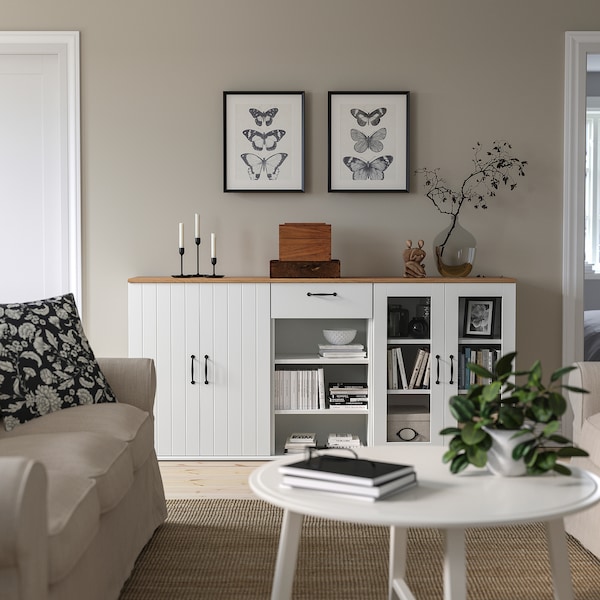 IKEA SKRUVBY storage combination w/glass doors, 74 3/4x35 3/8 in White, Ikea Ireland | 0945OVDRE