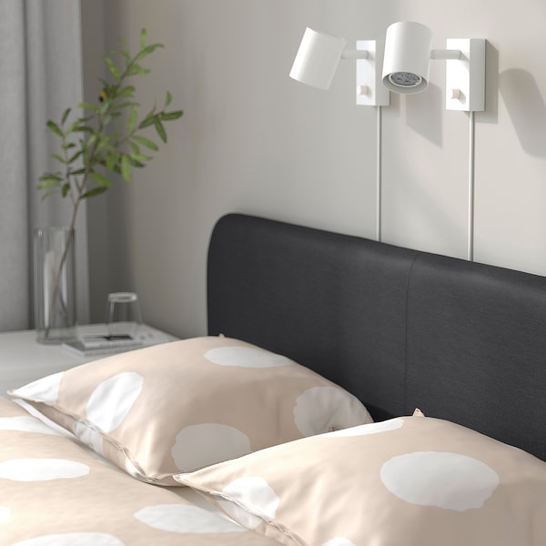 IKEA SLATTUM upholstered bed frame, Full Vissle Dark Gray, Ikea Ireland | 8504TVUYL