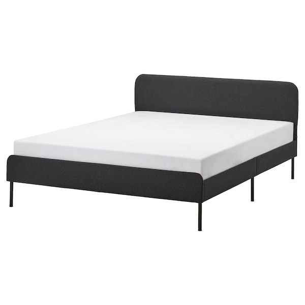 IKEA SLATTUM upholstered bed frame, Full Vissle Dark Gray, Ikea Ireland | 8504TVUYL