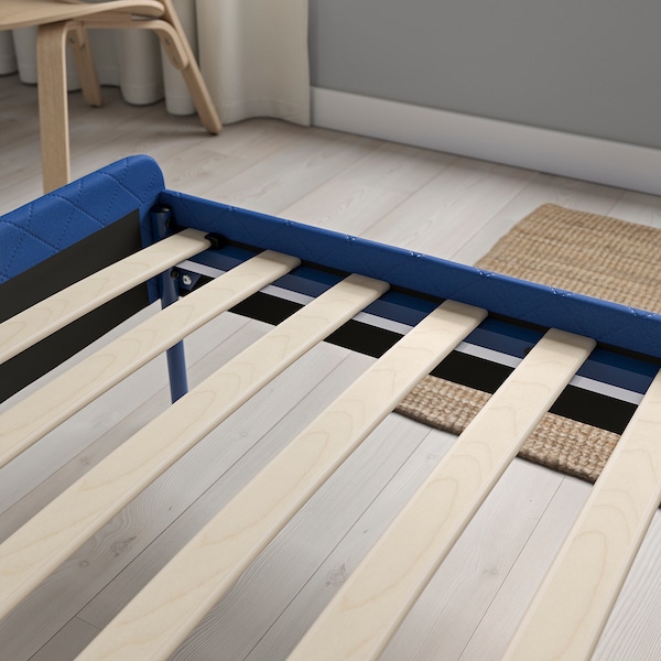 IKEA SLATTUM upholstered bed frame , Queen Knisa Bright Blue, Ikea Ireland | 6749BNURF