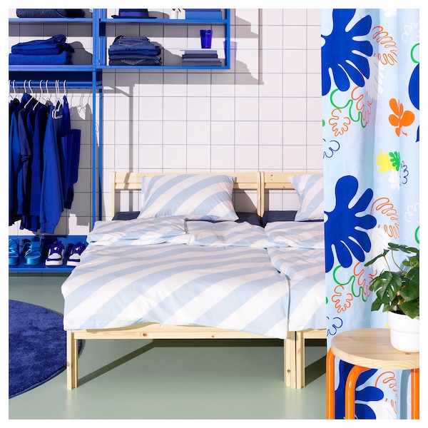IKEA SLÖJSILJA duvet cover and pillowcase(s), Twin Light Blue / White / Stripe, Ikea Ireland | 2083LKOJF