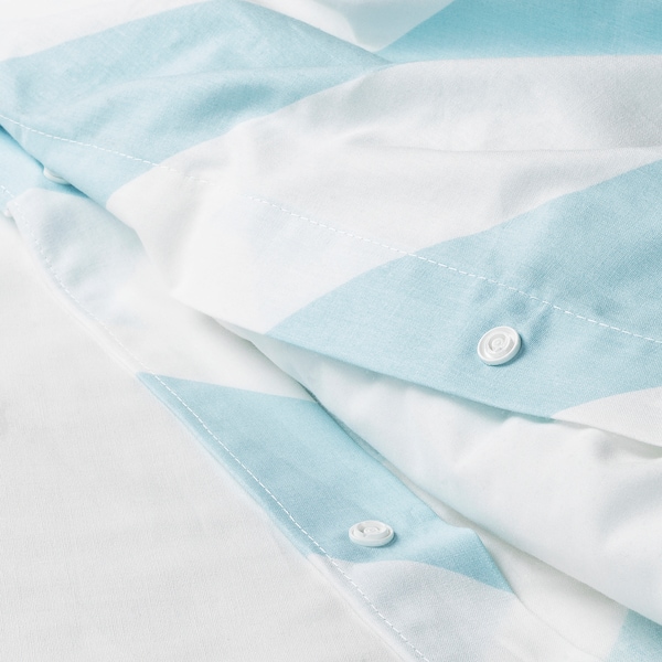 IKEA SLÖJSILJA duvet cover and pillowcase(s), Twin Light Blue / White / Stripe, Ikea Ireland | 2083LKOJF