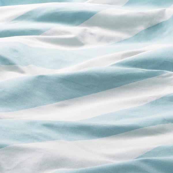 IKEA SLÖJSILJA duvet cover and pillowcase(s), Twin Light Blue / White / Stripe, Ikea Ireland | 2083LKOJF
