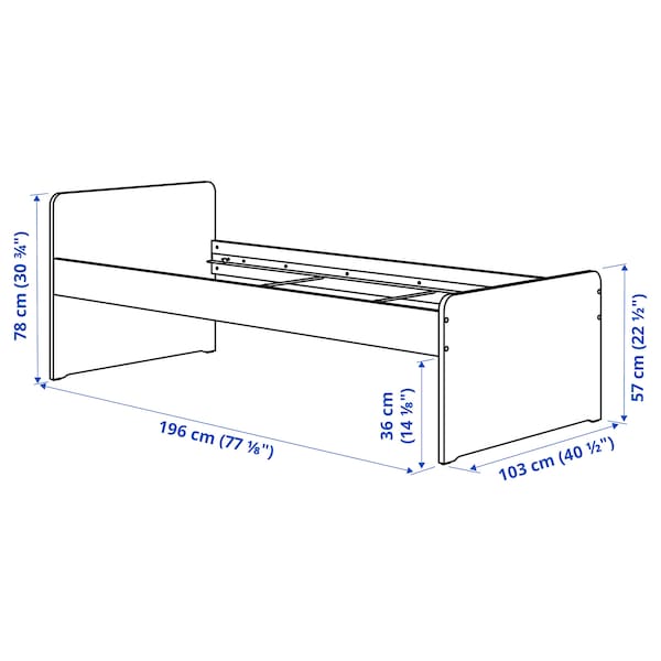 IKEA SLÄKT / NATTAPA bed frame w guard rail+slat bd base, Twin White, Ikea Ireland | 8467OWRPZ
