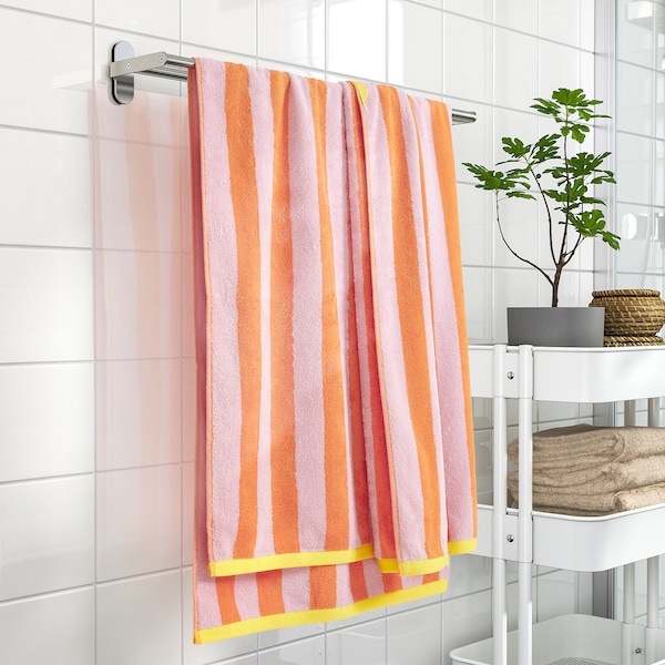 IKEA SLÅNHÖSTMAL bath sheet, 39x59 in Orange / Pink Stripe, Ikea Ireland | 0658KJEYP
