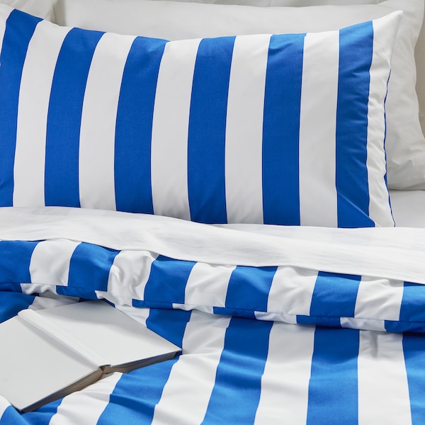 IKEA SLÅNHÖSTMAL comforter set, Full/Queen Blue / White, Ikea Ireland | 8359BQORP