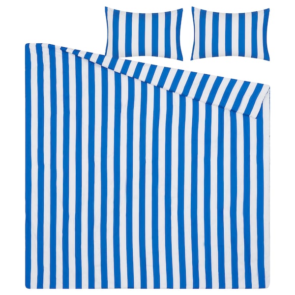 IKEA SLÅNHÖSTMAL comforter set, Full/Queen Blue / White, Ikea Ireland | 8359BQORP