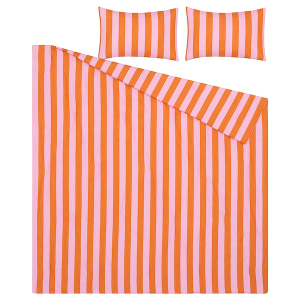 IKEA SLÅNHÖSTMAL comforter set, Full/Queen Pink / Orange, Ikea Ireland | 4560GJZUV
