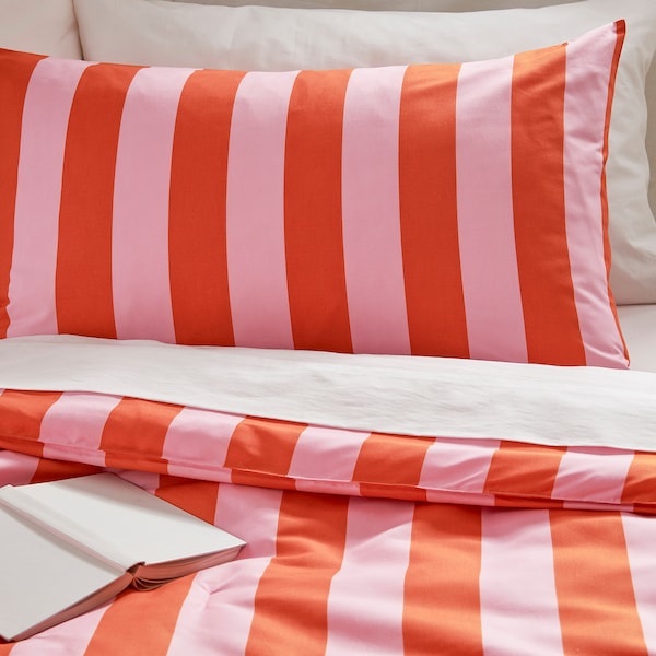 IKEA SLÅNHÖSTMAL comforter set, Twin/Twin X-long Pink / Orange, Ikea Ireland | 1430QORKX