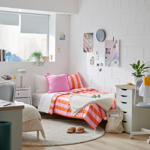 IKEA SLÅNHÖSTMAL comforter set, Twin/Twin X-long Pink / Orange, Ikea Ireland | 1430QORKX