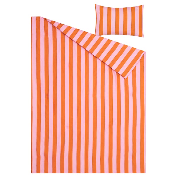 IKEA SLÅNHÖSTMAL comforter set, Twin/Twin X-long Pink / Orange, Ikea Ireland | 1430QORKX
