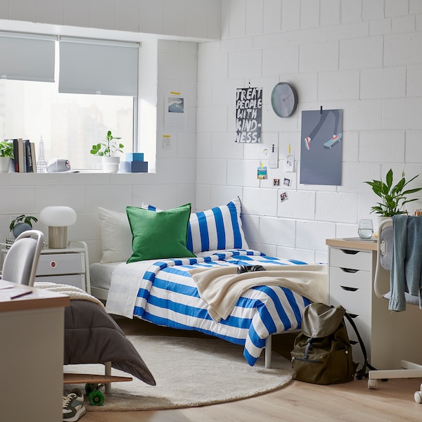IKEA SLÅNHÖSTMAL comforter set, Twin/Twin X-long Blue / White, Ikea Ireland | 0168ZHRMW
