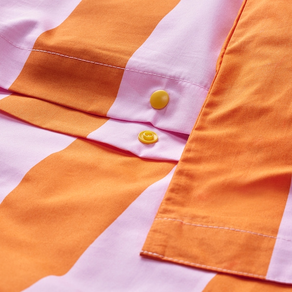 IKEA SLÅNHÖSTMAL duvet cover and pillowcase(s), Twin Orange / Pink / Stripe, Ikea Ireland | 5364FAPWZ