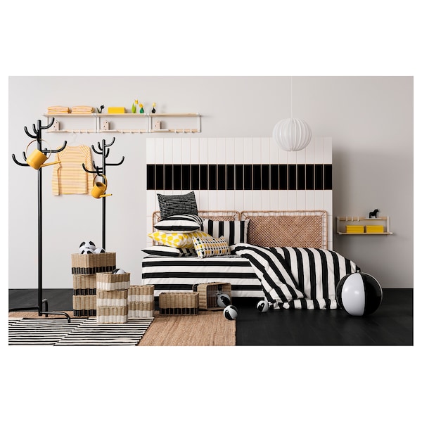 IKEA SLÅNHÖSTMAL duvet cover and pillowcase(s), Twin Black / White / Stripe, Ikea Ireland | 8016TZURV