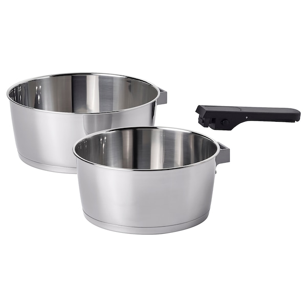 IKEA SLÄTROCKA cookware set with detachable handle Saucepan Stainless Steel, Ikea Ireland | 0782HJLEK