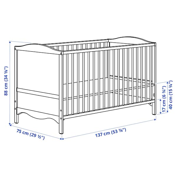 IKEA SMÅGÖRA crib, 27 1/2x52 in White, Ikea Ireland | 0376NAJHE