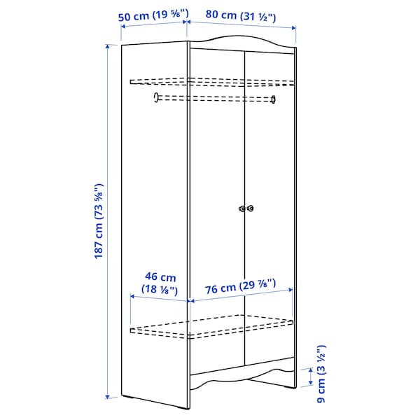 IKEA SMÅGÖRA wardrobe, white, 31 1/2x19 5/8x73 5/8 in, Ikea Ireland | 4382PDBXE