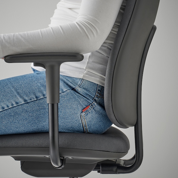 IKEA SMÖRKULL office chair with armrests, Gräsnäs Dark Gray, Ikea Ireland | 4659XIUAO