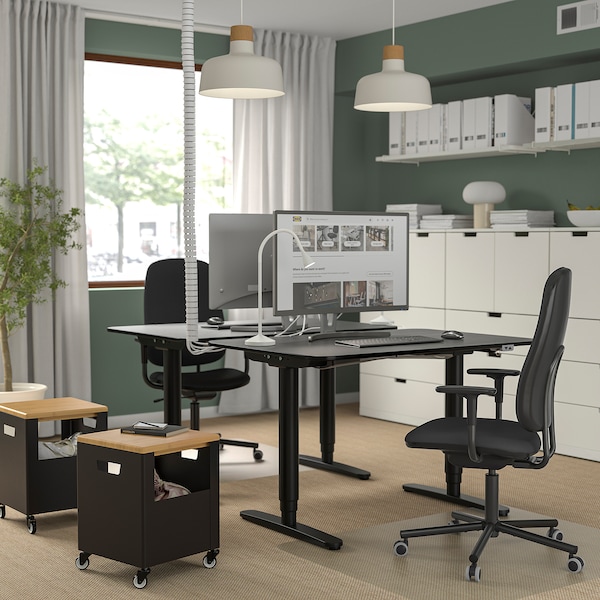 IKEA SMÖRKULL office chair with armrests, Gräsnäs Dark Gray, Ikea Ireland | 4659XIUAO