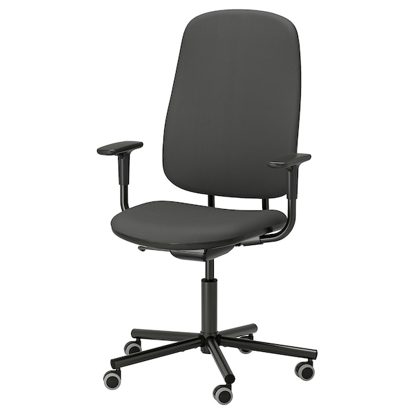 IKEA SMÖRKULL office chair with armrests, Gräsnäs Dark Gray, Ikea Ireland | 4659XIUAO