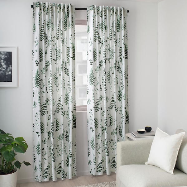 IKEA SMÅSÄRV curtains, 1 pair, leaf, 57x98 in, Ikea Ireland | 2170VZUJD