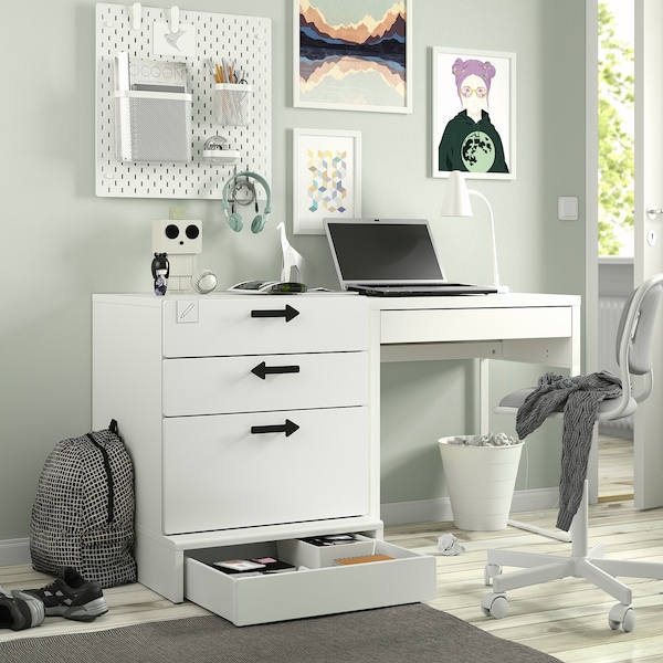IKEA SMÅSTAD / UPPFÖRA 3-drawer chest, 23 5/8x25 5/8x29 7/8 in White / White, Ikea Ireland | 7652IJRWY