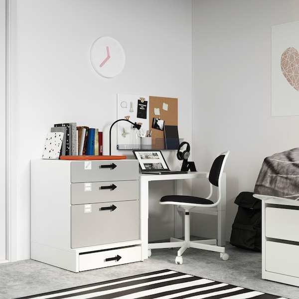 IKEA SMÅSTAD / UPPFÖRA 3-drawer chest, 23 5/8x25 5/8x29 7/8 in White / Gray, Ikea Ireland | 0617OSHYB