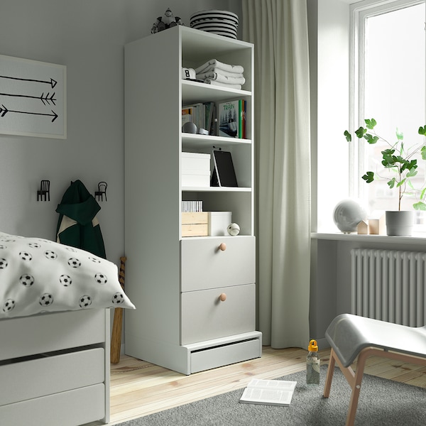 IKEA SMÅSTAD / UPPFÖRA bookcase, 23 5/8x25 5/8x77 1/8 in White Gray / With 2 Drawers, Ikea Ireland | 2490UOBLN
