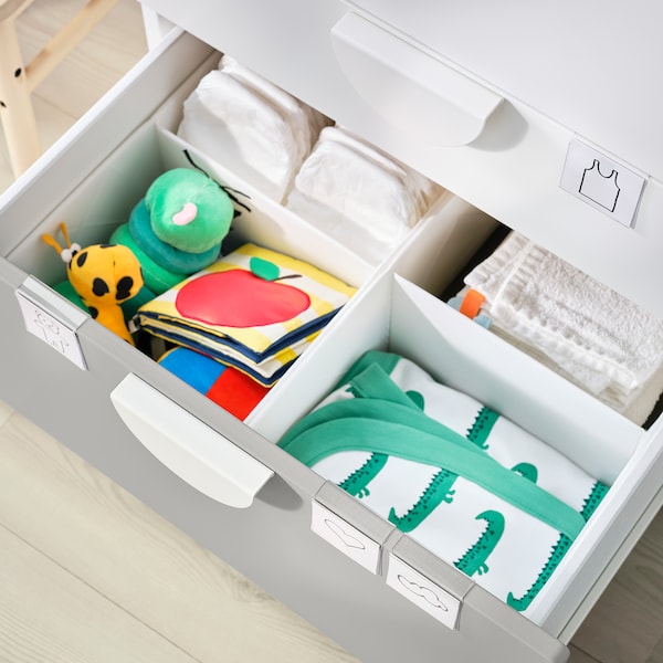 IKEA SMÅSTAD / UPPFÖRA bookcase, 23 5/8x25 5/8x53 1/2 in White Gray / With 3 Drawers, Ikea Ireland | 3160SVHEI