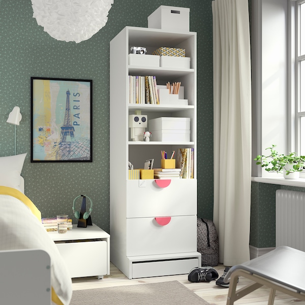 IKEA SMÅSTAD / UPPFÖRA bookcase, with 2 drawers, 23 5/8x25 5/8x77 1/8 in White, Ikea Ireland | 6347YGSAU